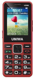 Uniwa V2000 Dual SIM Κινητό με Μεγάλα Κουμπιά Κόκκινο