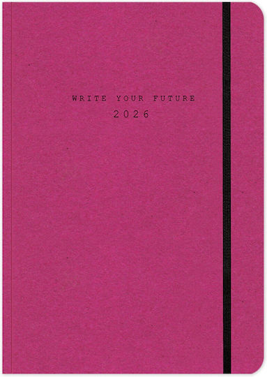 adBook Daily Planner Eco Elastic 2026 Magenta 17x25cm