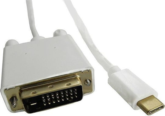 Qoltec Cablu Video USB 3.1 USB-C Masculin - DVI-D Alb 2m 50417