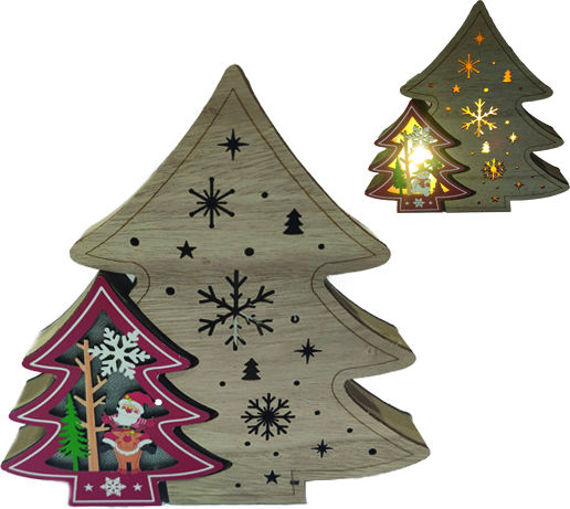 AGC Illuminated Christmas Wooden Figure Height 18cm 2pcs