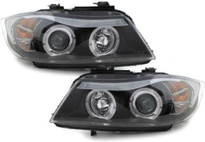 Car Bulbs Front Angel Eyes Bmw E90 2005-2008 Ccfl Black Bulbs H1 Set 2 Pieces Sonar