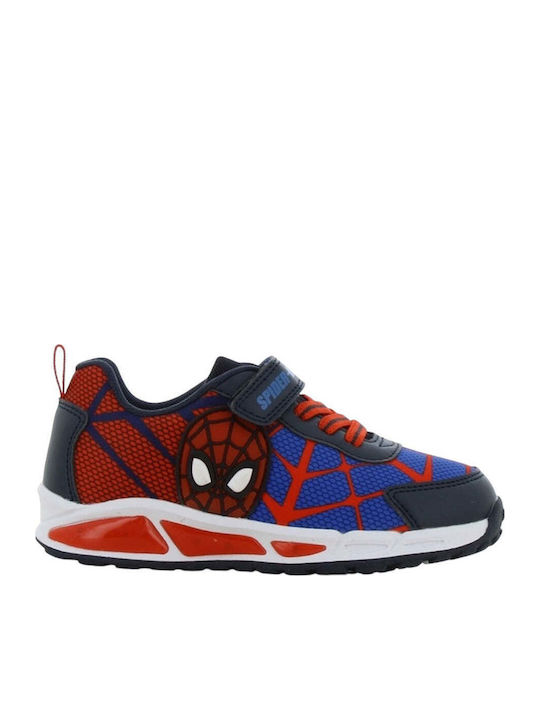 Παιδικά Sneakers Ανατομικά με Σκρατς & Φωτάκια Μπλε