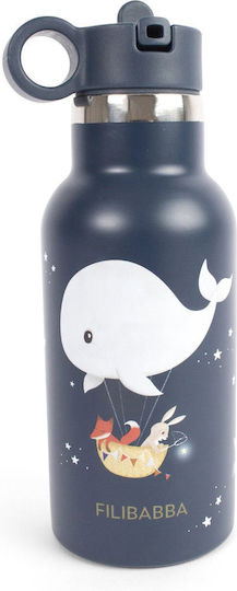 Filibabba Stainless Steel Kids Water Bottle with Straw Non Spill Grey 350ml
