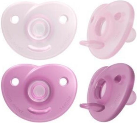 Philips Avent Soothie Suzete Ortodontice din Silicon Roz pentru 0-6 luni 2 bucăți