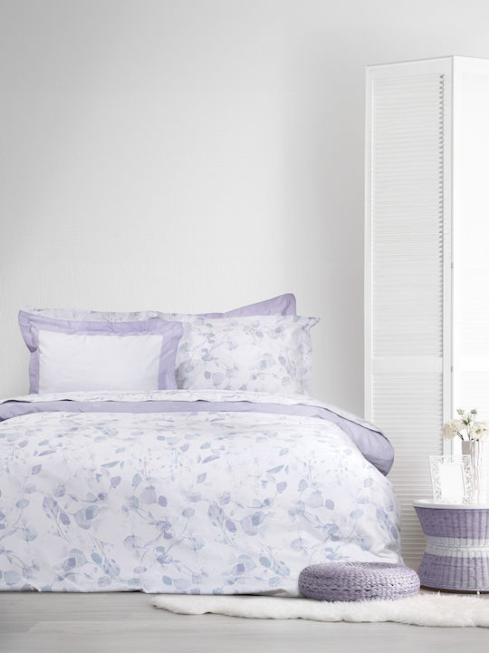 Nima Bettwäsche-Set King Size mit Gummiband 180x200+32cm. Liliana Lilac 4Stück