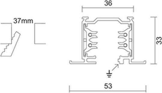 Electric 3-Phase Recessed Rail 2m Black 2-iv7512-20-30