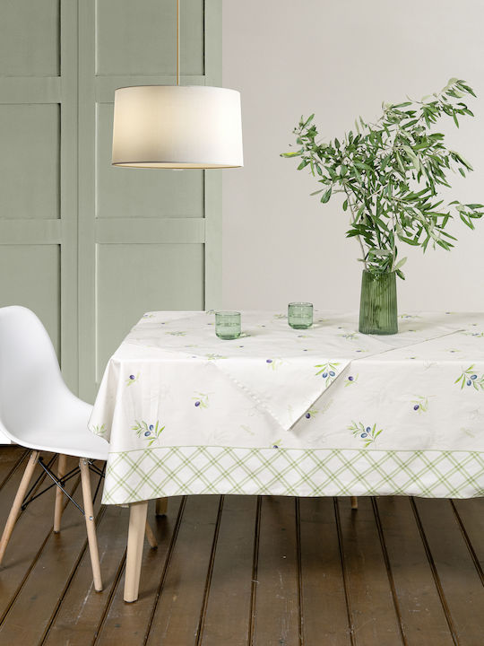 Nima Față de masă Din Bumbac Set Olive Olive 140x140cm