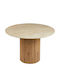 Twil Round Table Dining Room with Ceramic Surface Ceramic, Travertine 126x126x77cm