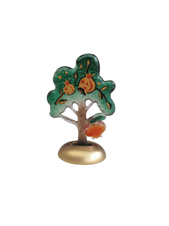 Brad Din Sticlă Cu Bază Metalică Verde-Maro-Auriu 14cm "Kallisti"