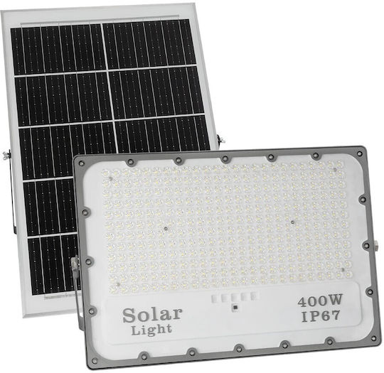 GloboStar Στεγανός Ηλιακός Προβολέας LED 400W Ψυχρό Λευκό 6000K με Τηλεχειριστήριο IP67