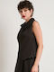 Women's Blouse Sleeveless Drape Brown