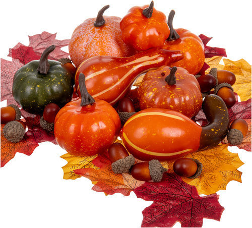 Autumn Decoration Set Zola 50 Pieces Pumpkins Acorns Leaves Multicolor