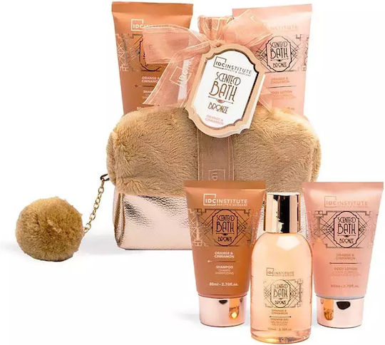 IDC Institute Scented Bath Bronze Orange & Cinnamon Skin Care Set for Body Cleaning 4pcs