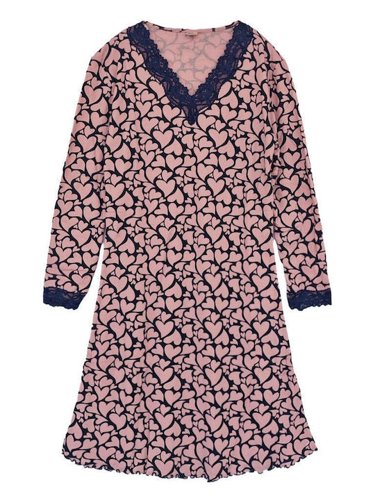 Ustyle Winter Damen Nachthemd Pink