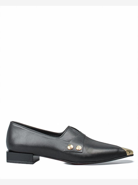 Leather Women's Loafers in Black Color