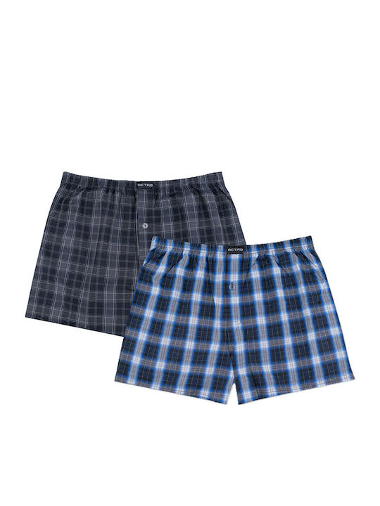 Ανδρικά Μποξεράκια Μαύρο/μπλε Καρό 2Pack