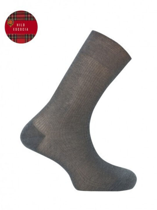 Gerippte Fil d'Écosse Socken Punto Blanco Graue