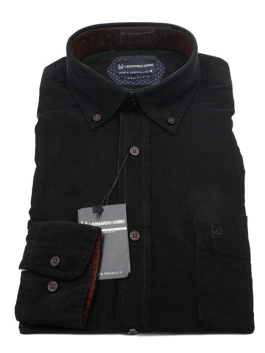 Leonardo Uomo Langärmlig Hemd Black