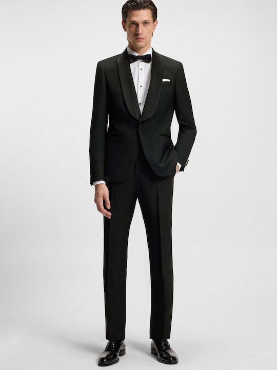 H Huge Men's Winter Suit Slim Fit Black