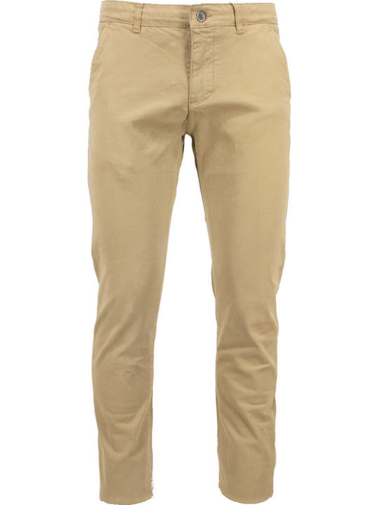 Pantaloni Chino cu Croială Slim Bej