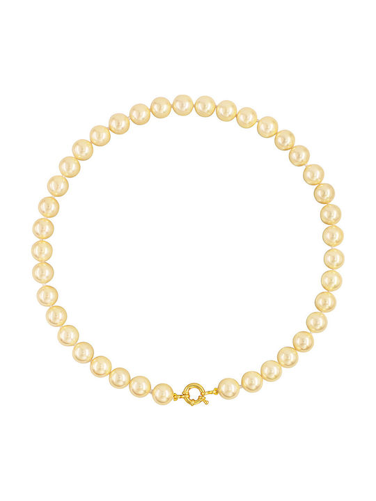 Κολιέ 925 Ασημένιο Επιχρυσωμένο Κούμπωμα Gold Shell Pearl S126439
