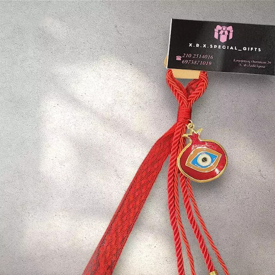 Handmade Окачен Гоури Нар Червен от Текстил 1бр