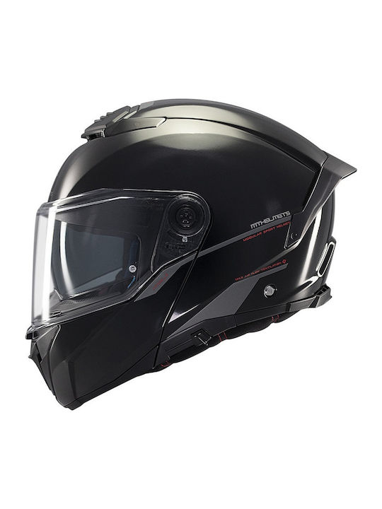 MT Atom 2 SV Gloss Black Motorcycle Helmet Flip-Up ECE 22.06 / DOT 1650gr with Sunvisor