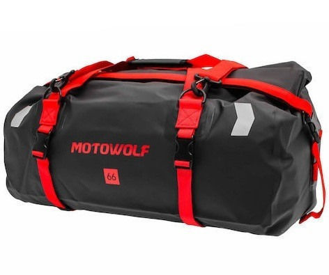 Motowolf Motorcycle Tail Bag Waterproof 66L Black/Red
