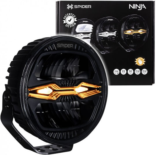 LED Car Headlight X-Spider Ninja Round 12V24V 100W DRL White Orange Strobe IP69K
