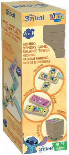 Board Game Πύργος 3 σε 1 Disney Stitch Ντόμινο for 2-4 Players 6+ Years Old Disney