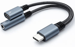 Qoltec Adapter 2-in-1 Usb-c Usb-c 3.5mm Jack Pd 15w 10cm Aluminum