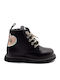 Leather Kids Boots with Laces Black