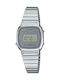 Casio Retro Vintage Digital Women's Watch Chronograph with Silver Metal Bracelet