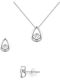 Margaritari Set with Earrings & Pendant from White Gold 18K with Stones