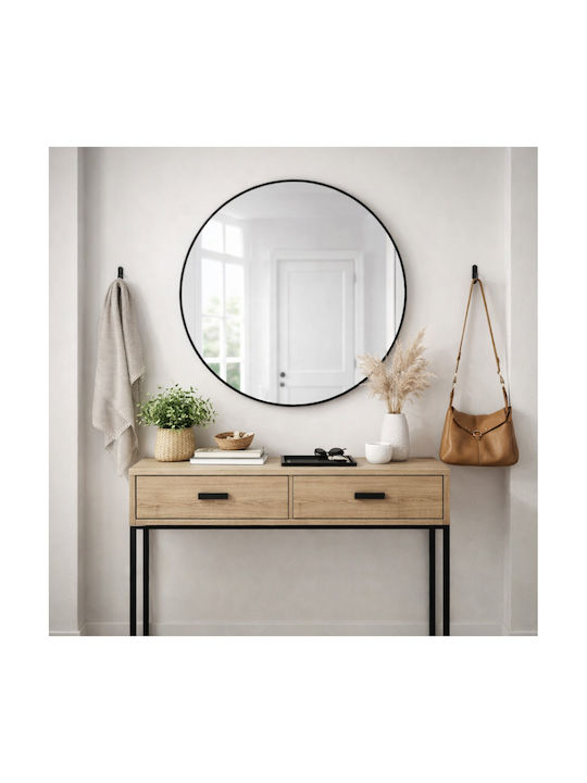 Futura Wall Mirror with Black Metallic Frame Diameter 80cm 1pcs