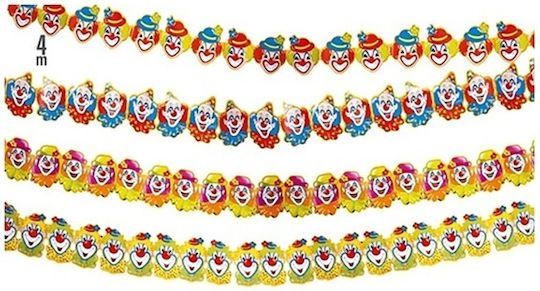 Magic Season Carnival Paper Clown Garland 3m 4 Designs 2155v