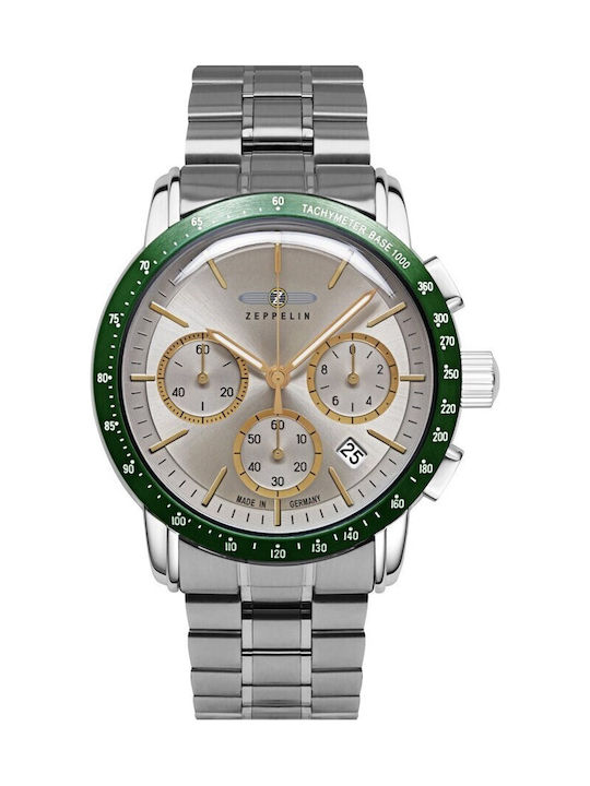 Zeppelin Men's Watch 42mm Chronograph Battery with Silver Metal Bracelet
