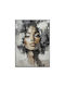 Canvas Painting Woman-Calm Black and White Gold Embossed Effect Frame 60x80x3.5cm 15/box