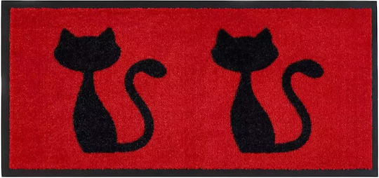 Sdim Fußmatte Teppich mit rutschfester Unterlage Emotion-xs 401 Cats Rot 40x80cm Dicke 8mm