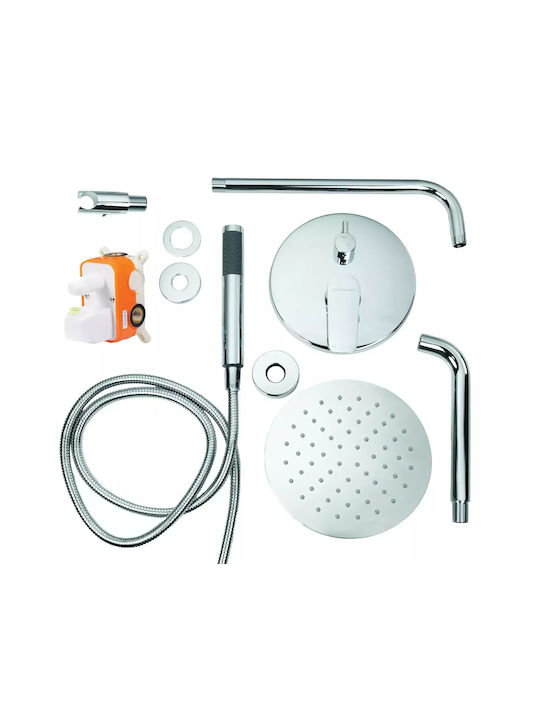 Acquanet Built-in Mixer & Supply Set for Shower Silver