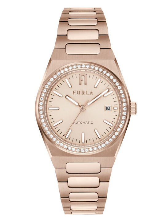 Furla Damen Uhr mit Rose Gold Metallarmband