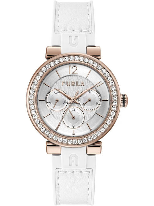 Furla Damen Uhr mit Weiß Kautschukarmband