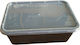 Plastic Container Small Disposable Rectangular Black Transparent Lid 750ml Pack/50pcs