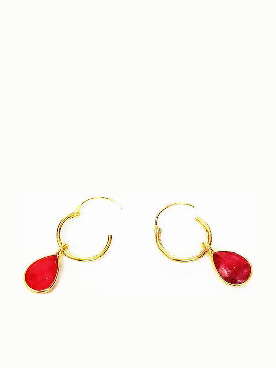 Amalfi Accessories Σκουλαρίκια Κρίκοι από Ασήμι Επιχρυσωμένα με Πέτρες