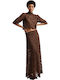 Women's Crop Top with 3/4 Sleeve Brown