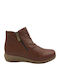 Leather Women's Ankle Boots Platform Tabac Brown