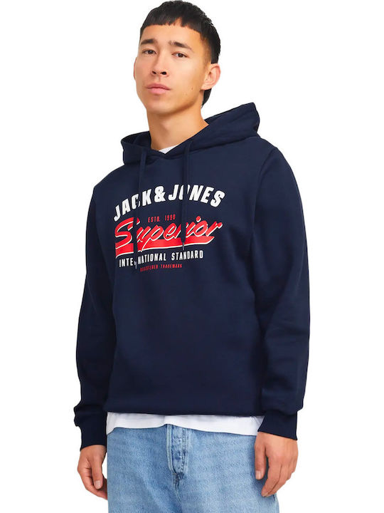 Jack & Jones Φούτερ με Κουκούλα Μπλέ