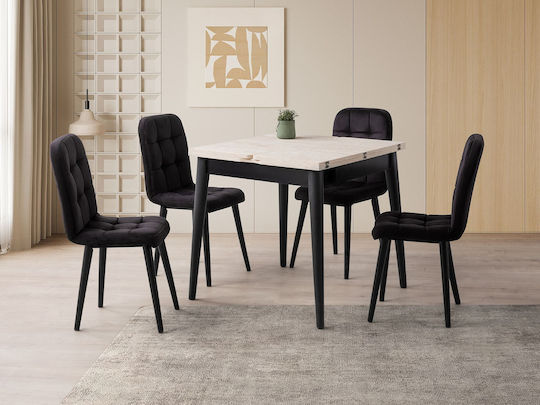 Totem Τραπεζαρίας Επεκτεινόμενο Travertine Black 80x80x75εκ.