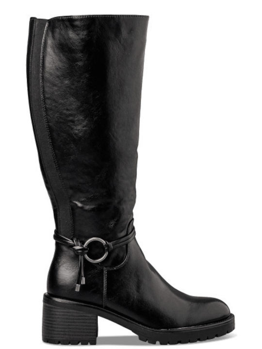 Synthetic Leather Riding Boots Black