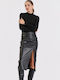 Leder Midi Rock Black